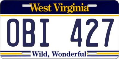 WV license plate OBI427
