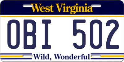 WV license plate OBI502