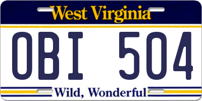 WV license plate OBI504
