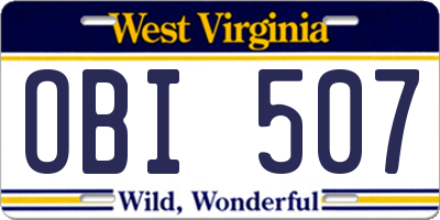 WV license plate OBI507