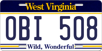 WV license plate OBI508
