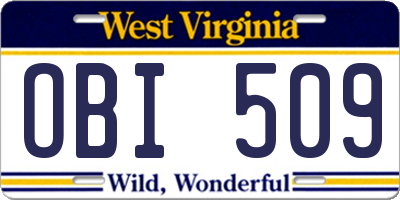 WV license plate OBI509