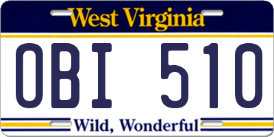 WV license plate OBI510