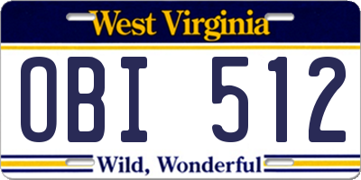 WV license plate OBI512