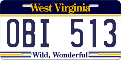 WV license plate OBI513