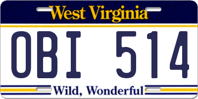 WV license plate OBI514