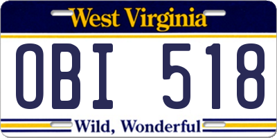 WV license plate OBI518