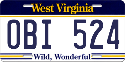 WV license plate OBI524