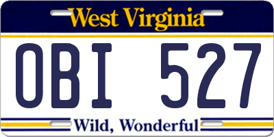 WV license plate OBI527