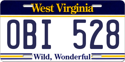 WV license plate OBI528