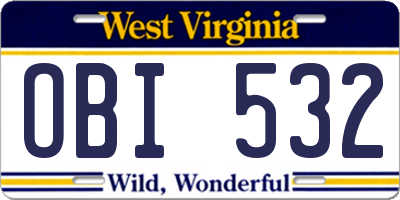 WV license plate OBI532