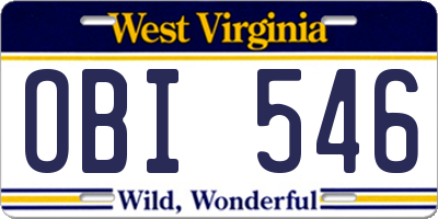 WV license plate OBI546