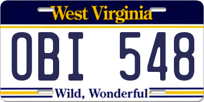 WV license plate OBI548