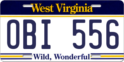 WV license plate OBI556
