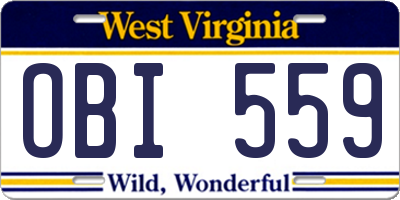 WV license plate OBI559