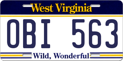 WV license plate OBI563