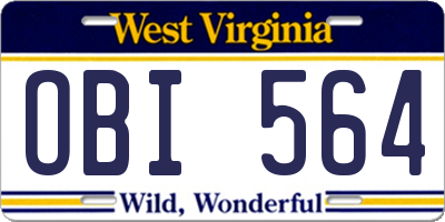 WV license plate OBI564