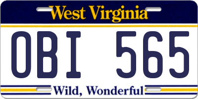 WV license plate OBI565