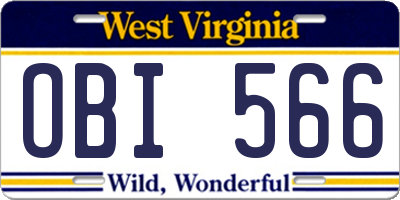 WV license plate OBI566