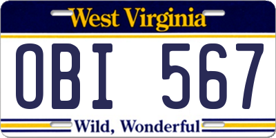 WV license plate OBI567