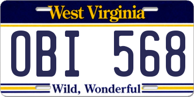 WV license plate OBI568