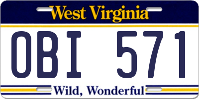 WV license plate OBI571