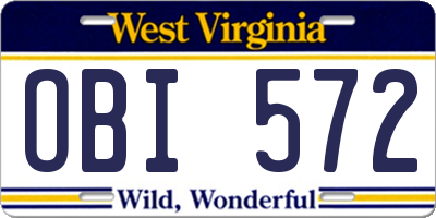 WV license plate OBI572