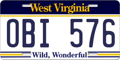WV license plate OBI576