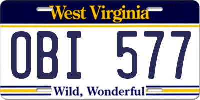 WV license plate OBI577