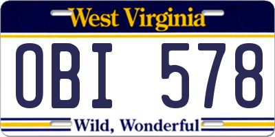 WV license plate OBI578