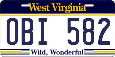 WV license plate OBI582