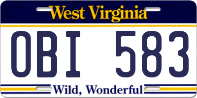WV license plate OBI583