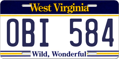 WV license plate OBI584