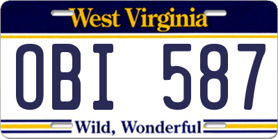 WV license plate OBI587