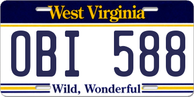 WV license plate OBI588