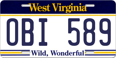 WV license plate OBI589