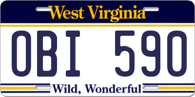 WV license plate OBI590
