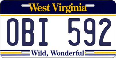 WV license plate OBI592