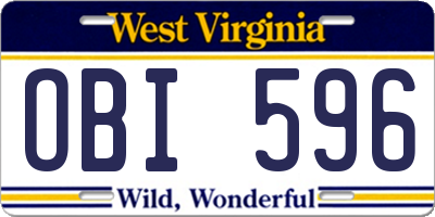 WV license plate OBI596