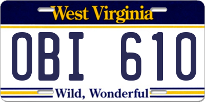 WV license plate OBI610