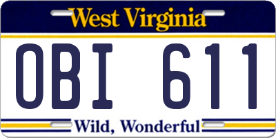WV license plate OBI611
