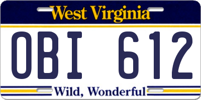 WV license plate OBI612