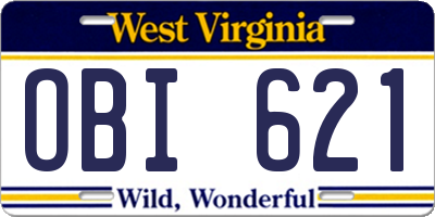 WV license plate OBI621