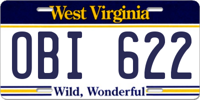 WV license plate OBI622