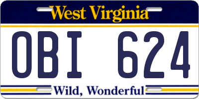 WV license plate OBI624