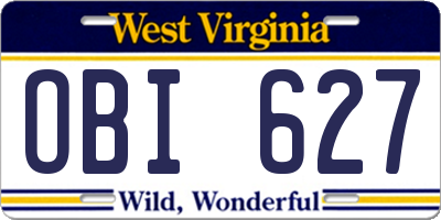 WV license plate OBI627