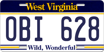 WV license plate OBI628