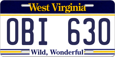 WV license plate OBI630