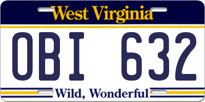 WV license plate OBI632