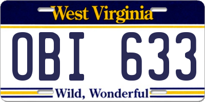 WV license plate OBI633